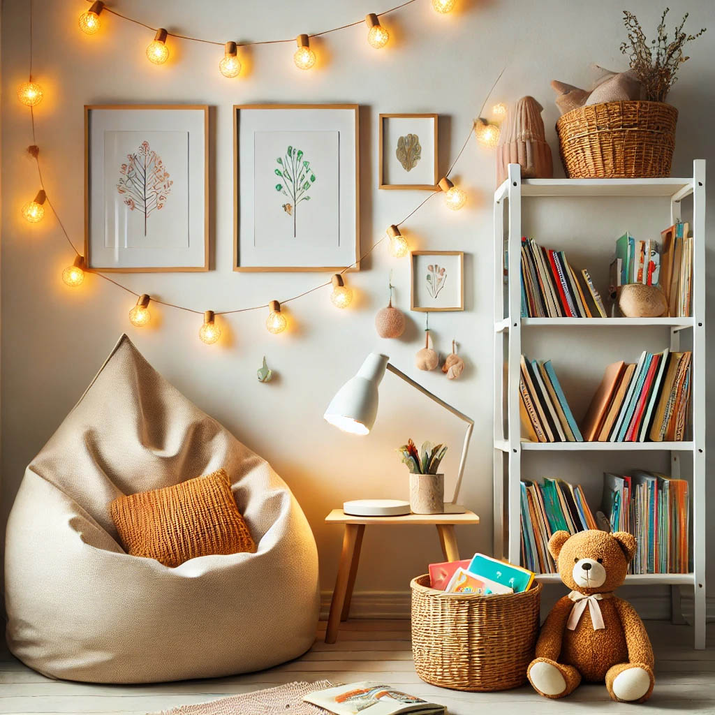 rincón de lectura infantil para niños y niñas