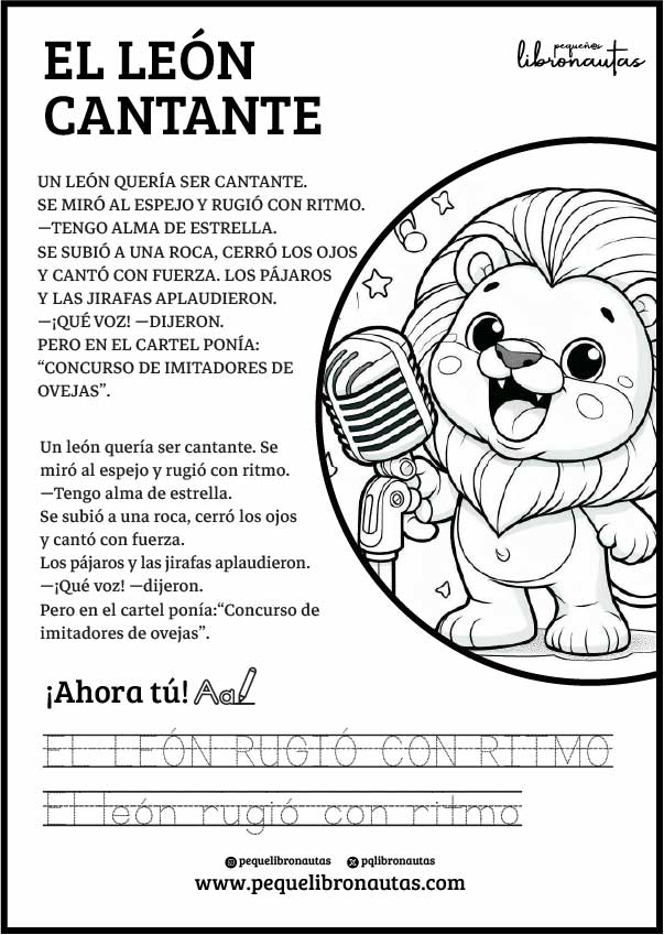 Cuento imprimir León cantante